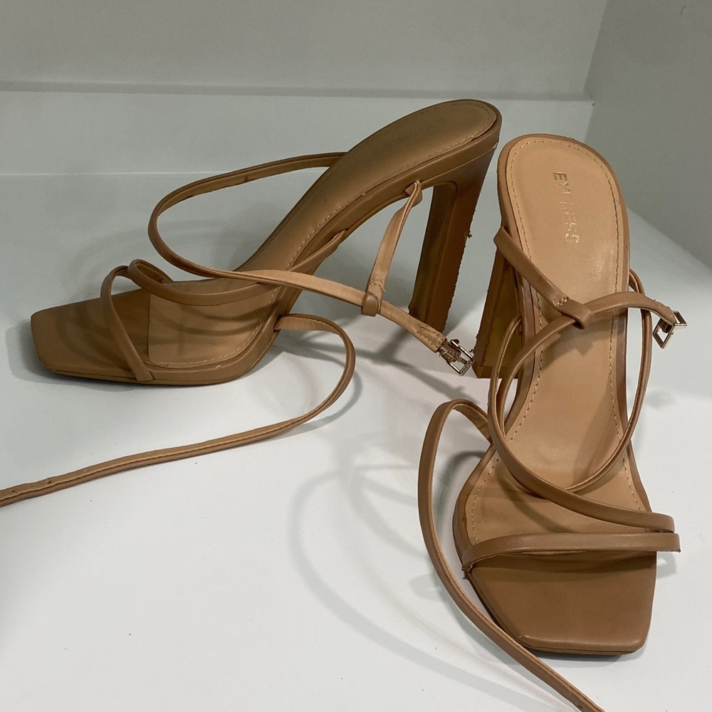 Express Tan Strappy Heels